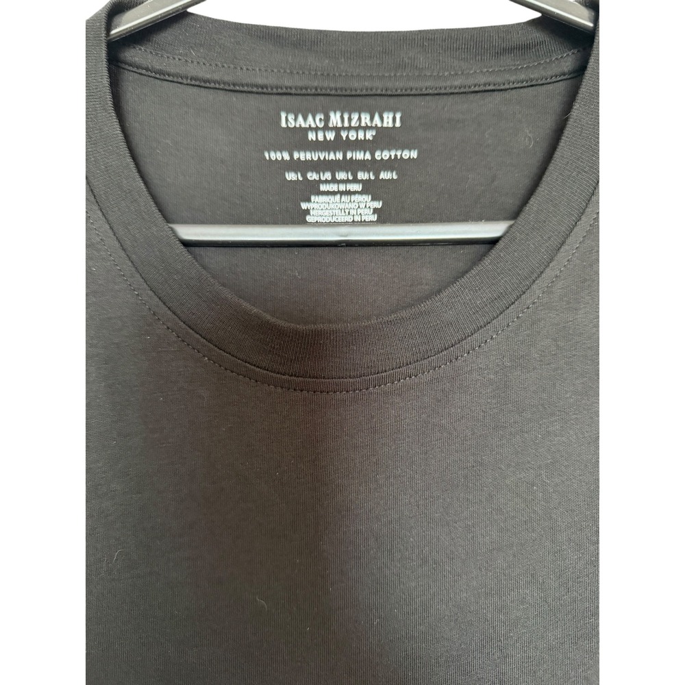 Isaac Mizrahi New York Mens Black 100% Peruvian Pima Cotton Pocket T-Shirt L - Picture 3 of 3